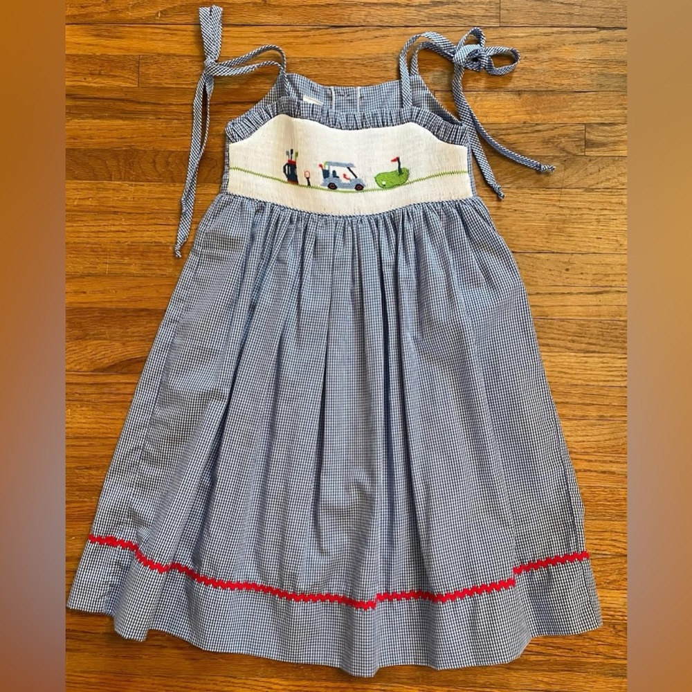 The Bailey Boys Golf Blue Checkered Toddler Girls Dress - Size 4